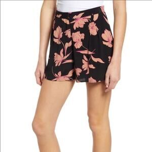 Code X Mode Black Floral pleated shorts